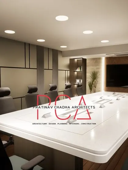 An alternate angled render of the Narela conference room, providing a comprehensive view of the space.