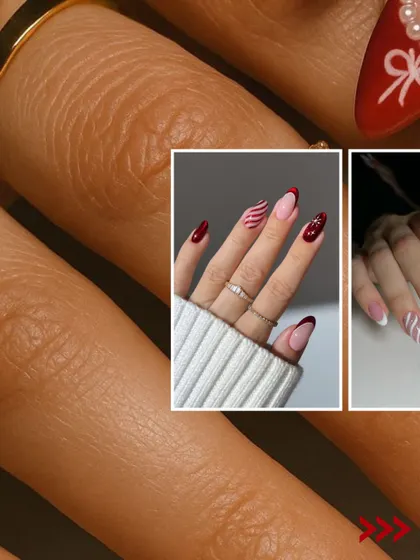 A closer look at some of our favorite festive designs. We love combining classic red and white with fun patterns like stripes and swirls for the perfect holiday manicure.