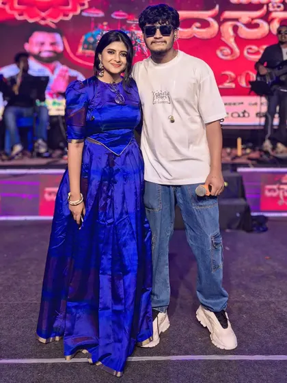 Backstage moment after a fantastic show in Mysore. The energy of the crowd was incredible, a true celebration of Kannada music.