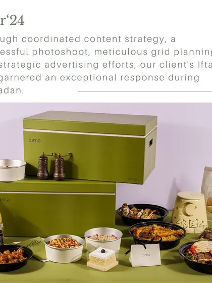 A case study of our successful Iftar campaign. We developed a coordinated content strategy, from photoshoots to grid planning, that generated an exceptional response for our client's Ramadan special.