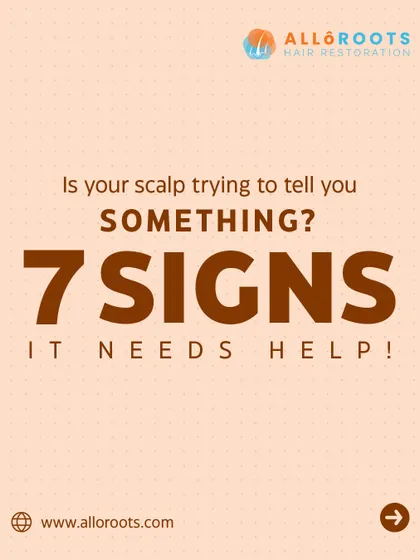 Your scalp often sends clear signals when it is unhealthy. This graphic serves as an introduction to the seven key warning signs you should not ignore, from itching and flaking to excessive oiliness.
