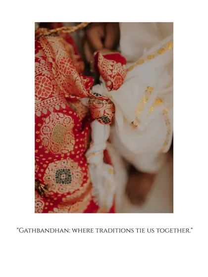 Gathbandhan: where traditions tie us together. This artistic shot focuses on the sacred knot that binds the bride and groom, symbolizing their eternal bond.