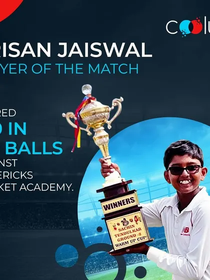 We celebrate every achievement. Here's a spotlight on Vrisan Jaiswal, our Player of the Match, after his incredible century in the Under 14 Kreeda Kshetra Cup.