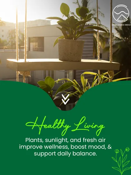 The principle of Healthy Living. The integration of plants, sunlight, and fresh air is fundamental to our designs, directly improving wellness, boosting mood, and supporting daily balance.