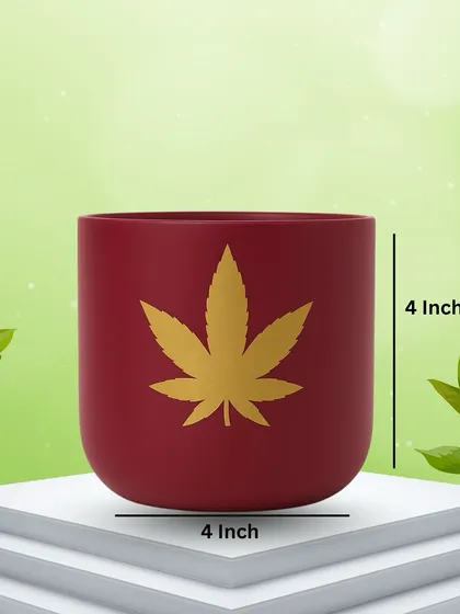Here are the dimensions for our 4-inch Red Golden Leaf terracotta planter. It's a perfect size for a desk or a small table.