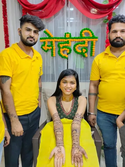 Another group of my talented artists with a happy bride.