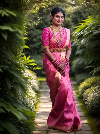 Crafting dreams into reality. I love being part of my client's journey, from design to her engagement day bliss, as she shines in this bespoke pink embroidered blouse with her Kanjeevaram saree.