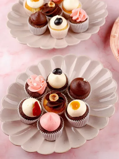 An assortment of mini cupcakes, perfect for a festive dessert platter or Diwali party.
