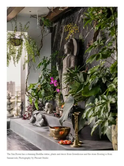 A duplicate of the magazine spread showing the serene Sun Room.
