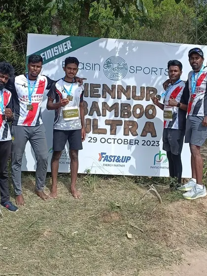 The Athletes Revolution team at the Hennur Bamboo Ultra Marathon. We train for these challenging events together, pushing our limits over distances from 10k to 30k.