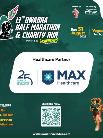 Proud to have Max Healthcare as our Healthcare Partner for the Dwarka Half Marathon, with 25 years of service and excellence.