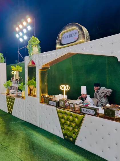 Chefs working behind the elegant ice cream station.