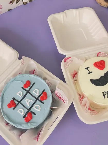 A closer look at two of my Father's Day bento designs: a fun 'I love Dad' with a mustache and a 'Dad' tic-tac-toe game.