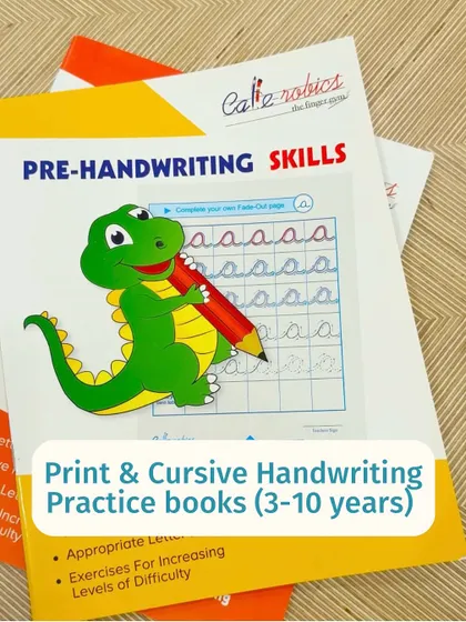These Callerobics handwriting practice books are excellent for children aged 3-10. They offer a step-by-step approach for both print and cursive.
