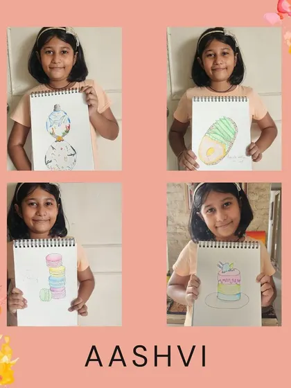 Another look at Aashvi's wonderful food illustrations, showcasing her consistent effort and growing talent.