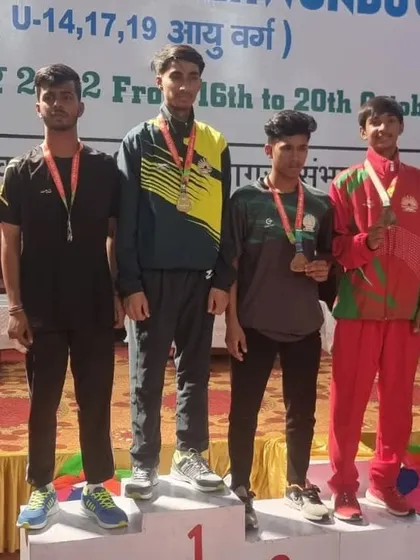 My student Mahesh on the top of the podium at the K.V.S National Taekwondo Games in Agra. A true champion.