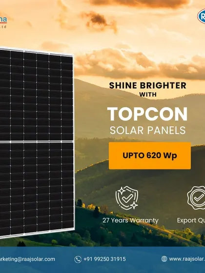 Shine brighter with our TOPCon solar panels, delivering up to 620 Wp. Backed by a 27-year warranty and built to export quality standards, they are engineered for customers who demand the best performance.