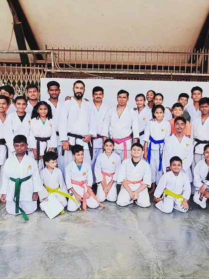 A group photo from our Malleshwaram dojo's Kyu Grading. It's always great to see students of all belt levels together, celebrating their progress.