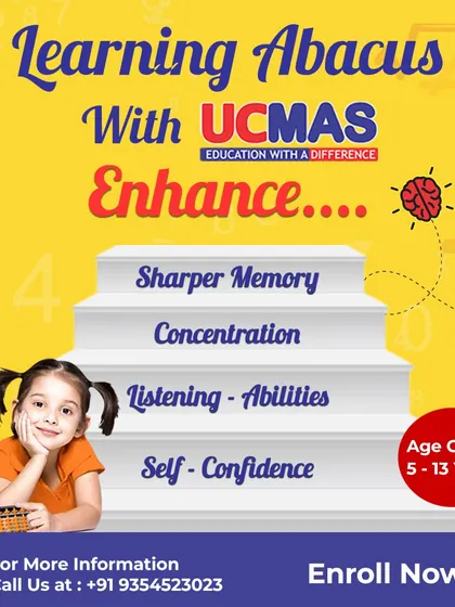 Learning abacus with UCMAS enhances sharper memory, concentration, listening abilities, and self-confidence. It's a step-by-step journey to unlocking your child's potential.