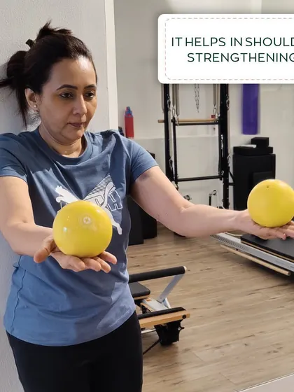 The toning ball is a great prop for shoulder strengthening. This image shows the starting position for a stability workout.