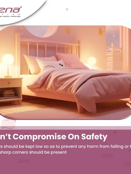Tip for a kid's room: Don't compromise on safety. We recommend low beds to prevent falls and ensure all furniture has rounded, soft corners.