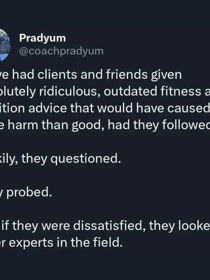 Doctors are experts in their field, but that field usually isn't exercise science or nutrition. The "Appeal to Authority" fallacy leads people to blindly follow bad fitness advice from well-meaning but unqualified professionals. I teach my clients to trust, but always verify.