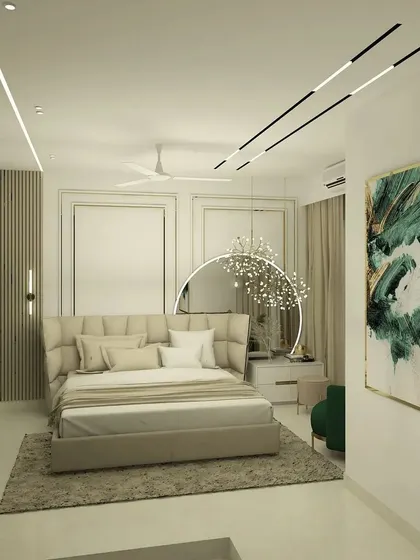 These images showcase various bedroom designs, including design tip videos, different bed types, 3D renders, work-in-progress shots, and finished rooms with custom TV cabinets and wardrobes. They demonstrate the range of styles and solutions I offer.