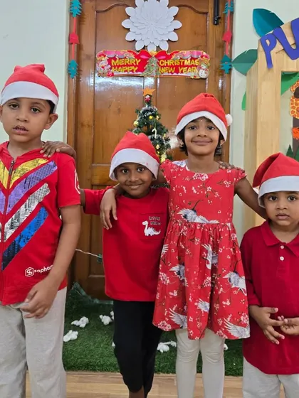 The festive spirit of Christmas fills our school. Our little Asters, dressed in red and white, gather for a group photo, sharing the joy of the season with their friends.