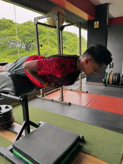 Another client working on back extensions, a staple in my programs for developing a strong posterior chain.