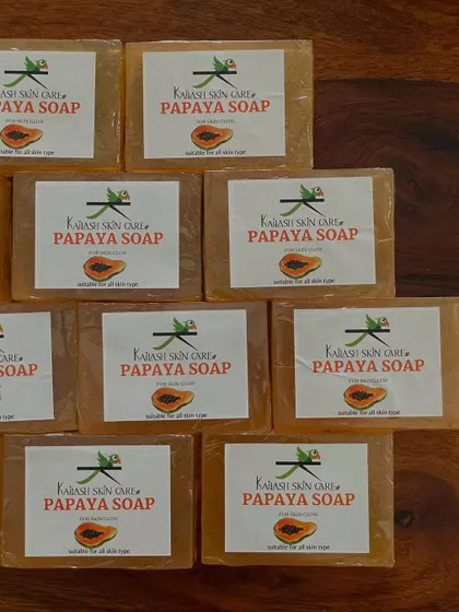 More of my Papaya soaps, neatly arranged and ready for packing. I handle every step of the process myself, from making to shipping.