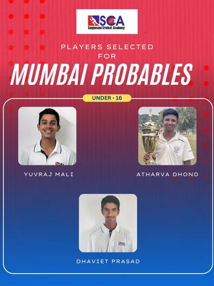 Congratulations to our three players who have been selected for the U-16 Mumbai Probables. Their hard work and training are paying off.