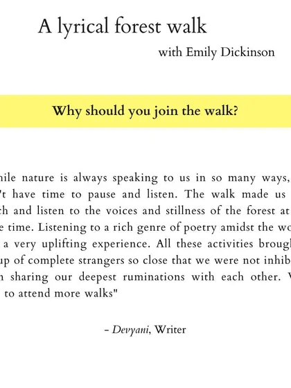 These are more reflections from people who have joined my walks. Their words speak to the soul-nourishing, meditative, and connecting power of blending poetry with nature. I am so grateful for their willingness to share their experiences.