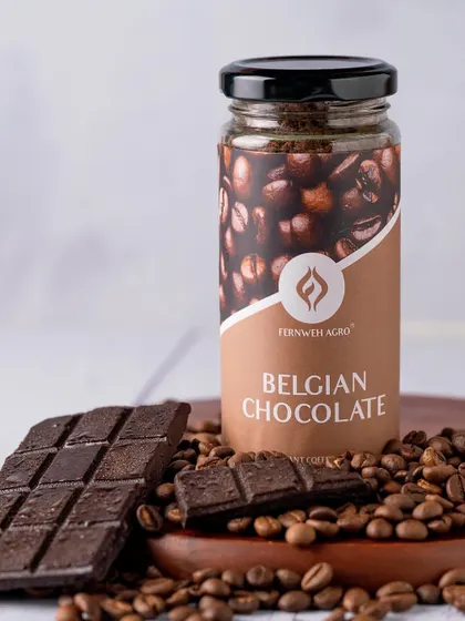 A product-centric shot of Belgian Chocolate coffee. This clean image focuses entirely on the packaging, making it ideal for product catalogs or online store listings.