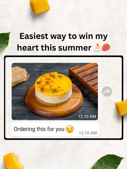 A customer sharing their excitement for our Mango Cheesecake. It's one of the easiest ways to win someone's heart during the summer.