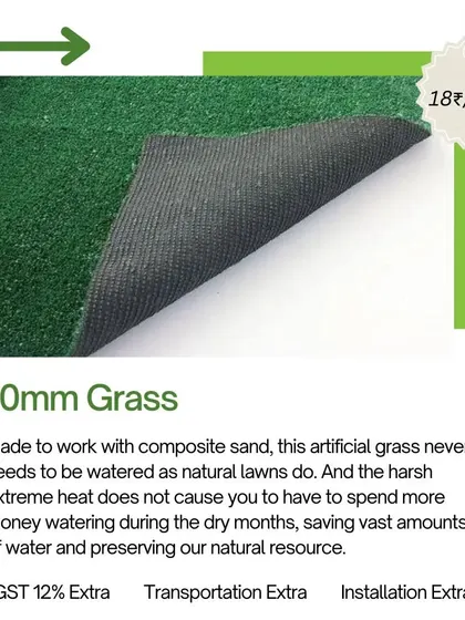 The 10mm grass is a neat, low-pile option. It's made to work with composite sand and is perfect for wall decorations or areas where a very short, clean look is desired.