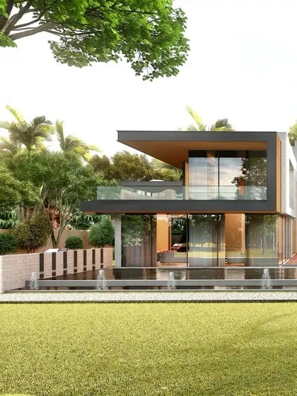 This design is the result of detailed site studies and form development. From the division of spaces to the placement of fenestrations and design elements, the structure creates a bold presence in the landscape, resonating with a contemporary style.