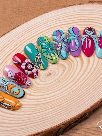 A vibrant and colorful collection of embossed floral designs. The 3D effect makes the flowers and patterns pop.