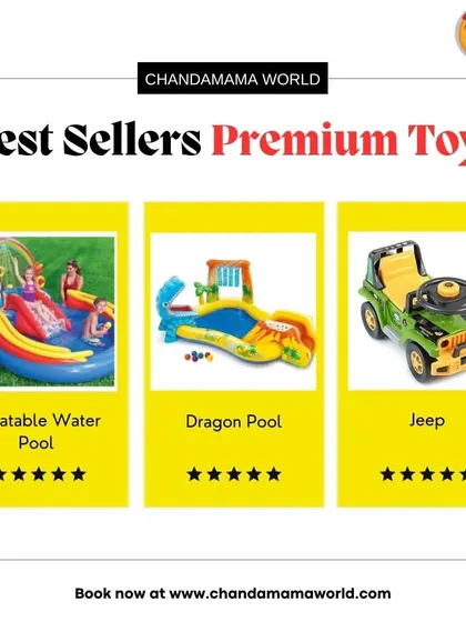 Here are some of my best-selling premium toys. The Inflatable Water Pool and Dragon Pool are perfect for summer parties, and the classic green Jeep is a sturdy and fun ride-on for any event.