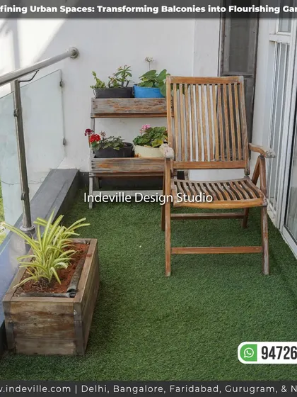 A duplicate image of the cozy balcony with a wooden lounge chair, emphasizing the simple yet effective design for a small outdoor space.