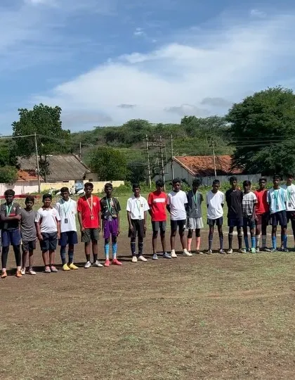 A team lines up at the KGF Champion Grounds, showcasing the talent and passion on display during our special event.