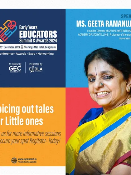 An event poster for the Early Years Educators Summit, where I was a guest speaker. My session focused on "Voicing out tales for Little ones," sharing my passion for early childhood education through storytelling.