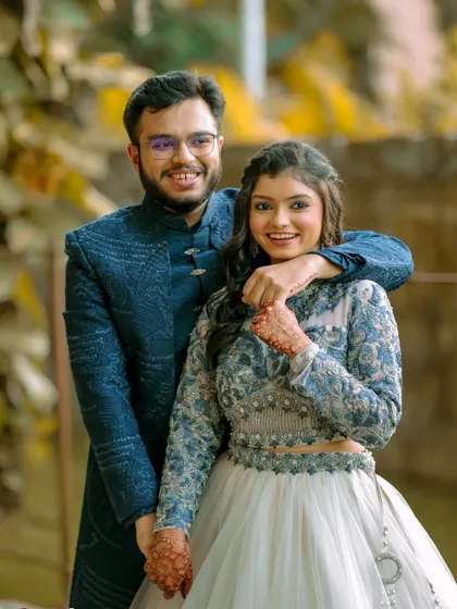 A fun and happy portrait of the engaged couple. This shot captures their playful side and the excitement for their journey ahead.