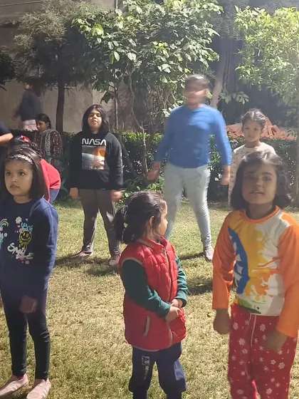 The kids are focused and ready during a training drill. I teach them discipline and the importance of paying attention.
