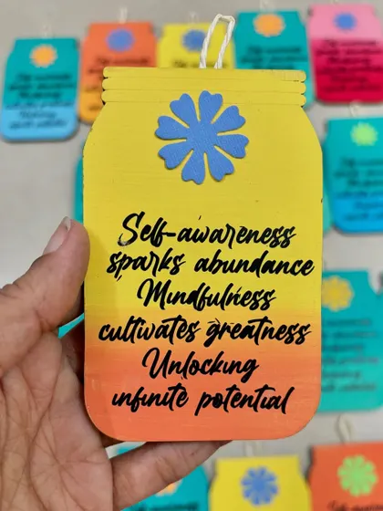 Another color variation of the custom motivational hanging, this time in a cheerful yellow and orange gradient.