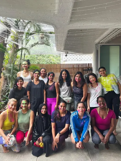 Our Holi celebration at the studio. We marked the festival of colors with a hip-focused yoga class and, of course, a little bit of playful color.