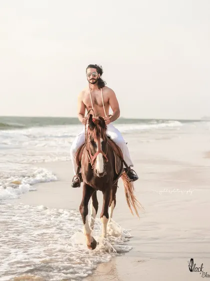 An extensive editorial series of a male model with a horse on the beach. I used a mix of color and black and white, along with varied poses, to create a powerful narrative of untamed strength and freedom.