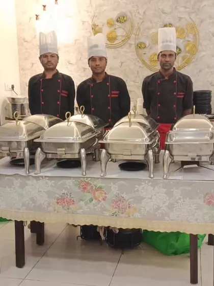 Our team ready to serve at an intimate in-home party. We bring the same level of professionalism to events of all sizes.