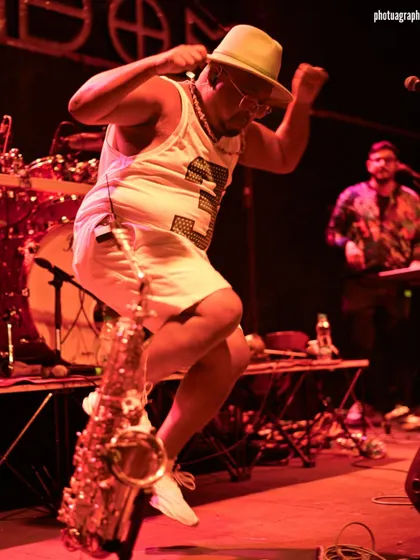 Sometimes you just have to jump. This is pure, unfiltered energy during a high-point in our set at Fandom. It's about being completely lost in the moment.