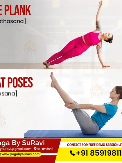 We offer poses for weight loss like the Side Plank (Vasisthasana) and Boat Pose (Navasana) to build core strength and burn calories.