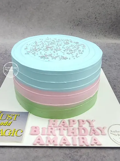 A simple and magical cake inspired by the "Just add Magic" series. The pastel striped design is perfect for a fan of the show.